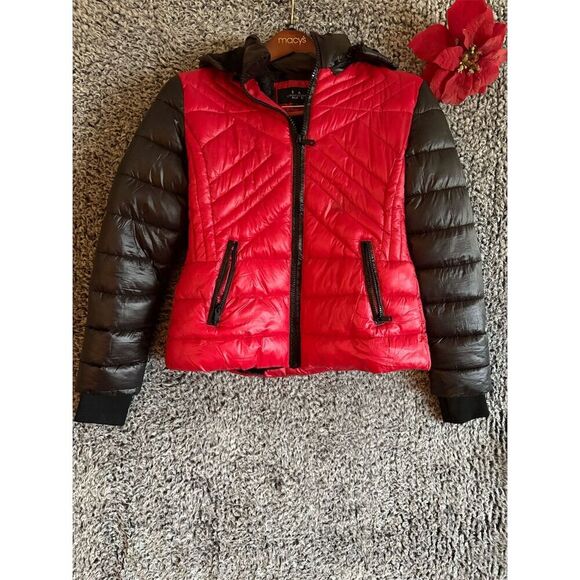 Coalition LA Women's Multicolor Puffer Jacket Size L Hooded Winter Coat - Picture 1 of 10